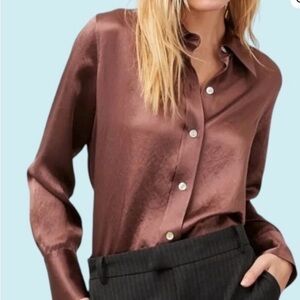 Ladies Sz XL Rails Satin Nutmeg/Brown Andrea Blouse GORGEOUS